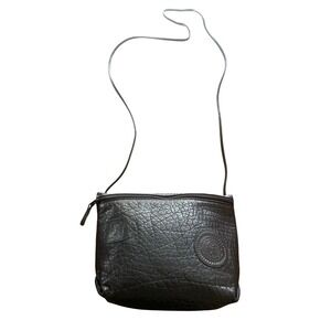Carlos Falchi The Buffalo Vintage Black Leather Crossbody Bag USA Luxury Purse‎